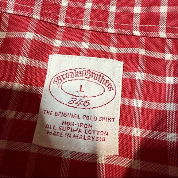 Brooks Brothers Shirt Mens Large Plaid Red White Supima Cotton Long Sleeve - Picture 4 of 6